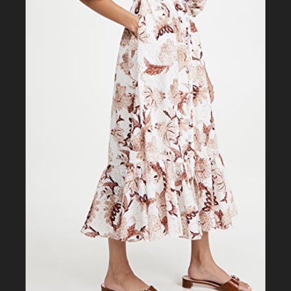 CHARINA SARTE Caroline Brown White Floral Lace Dress NWT - Picture 12 of 16